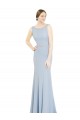 Achat Bleu ciel clair Trapèze Col Bateau Col Haut Mousseline Longue Robes demoiselle d'honneur