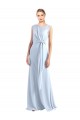 Achat Bleu ciel clair Trapèze Col V Mousseline Longue Robes demoiselle d'honneur