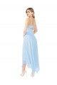 Achat Bleu ciel clair Trapèze Col V midi Mousseline Courte Robes demoiselle d'honneur / Robes de cocktail