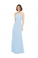 Achat Bleu ciel clair Trapèze Licou Mousseline Longue Robes demoiselle d'honneur