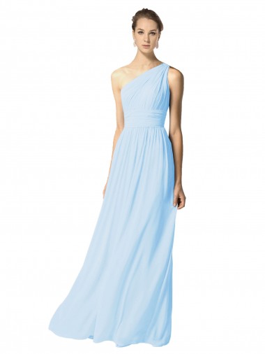 Achat Bleu ciel clair Trapèze Mousseline Longue Robes demoiselle d'honneur