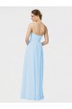 Achat Bleu ciel clair Trapèze Sans bretelle Mousseline Longue Robes demoiselle d'honneur