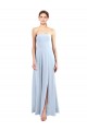 Achat Bleu ciel clair Trapèze Sans bretelle Mousseline Longue Robes demoiselle d'honneur