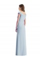 Achat Bleu ciel clair Trapèze Épaule Dénudée Col V Crêpe Stretch Longue Robes demoiselle d'honneur