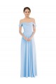 Achat Bleu ciel clair Trapèze Épaule Dénudée Mousseline Longue Formelles Robes demoiselle d'honneur / Robes de soirée
