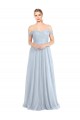 Achat Bleu ciel clair Trapèze Épaule Dénudée Tulle Longue Robes demoiselle d'honneur