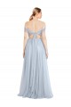 Achat Bleu ciel clair Trapèze Épaule Dénudée Tulle Longue Robes demoiselle d'honneur