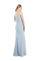 Achat Bleu ciel clair Trompette Bateau Crêpe Stretch Longue Robes demoiselle d'honneur / Robes de bal