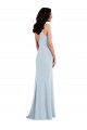 Achat Bleu ciel clair Trompette Bretelles spaghetti Col V Crêpe Stretch Longue Robes demoiselle d'honneur / Robes de bal