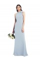 Achat Bleu ciel clair Trompette Col Bateau Col Haut Licou Crêpe Stretch Longue Robes demoiselle d'honneur / Robes de bal