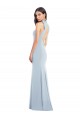 Achat Bleu ciel clair Trompette Col Bateau Col Haut Licou Crêpe Stretch Longue Robes demoiselle d'honneur / Robes de bal