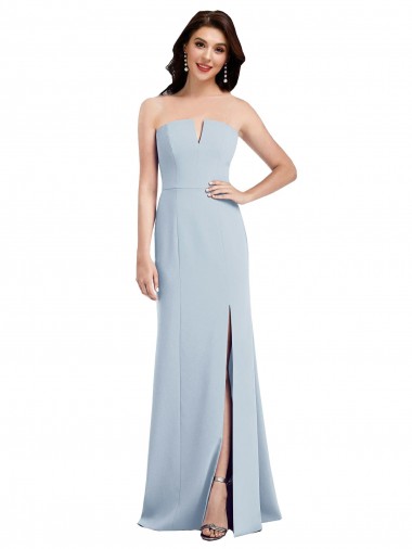 Achat Bleu ciel clair Trompette Col V Sans bretelle Crêpe Stretch Longue Robes demoiselle d'honneur / Robes de bal