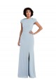 Achat Bleu ciel clair Trompette Col bijou Crêpe Stretch Longue Robes demoiselle d'honneur