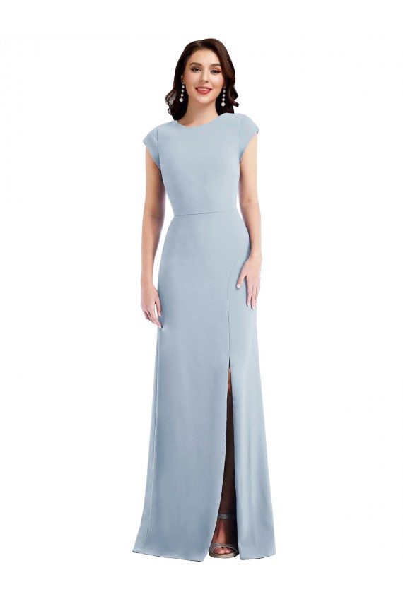 Achat Bleu ciel clair Trompette Crêpe Stretch Longue Formelles Robes demoiselle d'honneur / Robes de soirée / Robes de bal