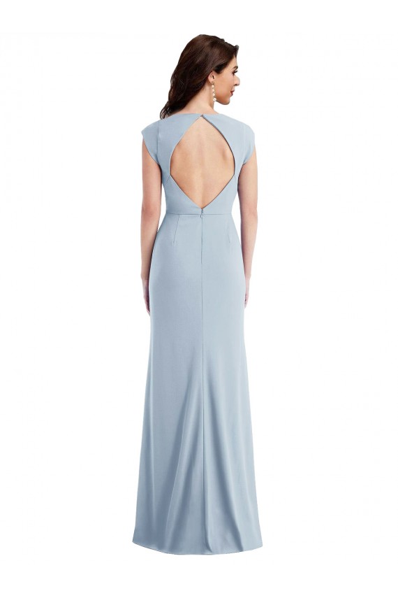 Achat Bleu ciel clair Trompette Crêpe Stretch Longue Formelles Robes demoiselle d'honneur / Robes de soirée / Robes de bal