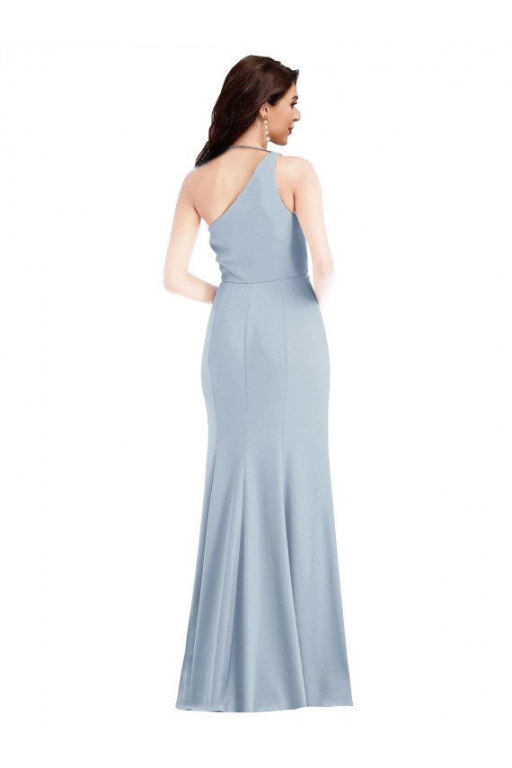 Achat Bleu ciel clair Trompette Crêpe Stretch Longue Robes demoiselle d'honneur / Robes de bal