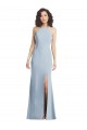 Achat Bleu ciel clair Trompette Licou Col Haut Crêpe Stretch Longue Formelles Robes demoiselle d'honneur / Robes de soirée / Robes de bal