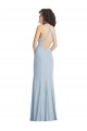 Achat Bleu ciel clair Trompette Licou Col Haut Crêpe Stretch Longue Formelles Robes demoiselle d'honneur / Robes de soirée / Robes de bal