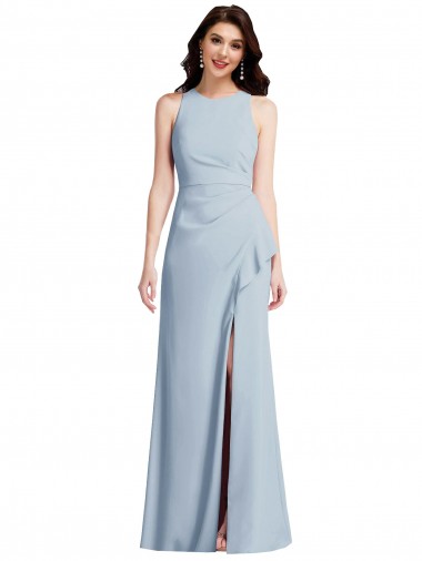 Achat Bleu ciel clair Trompette Licou Crêpe Stretch Longue Robes demoiselle d'honneur / Robes de bal