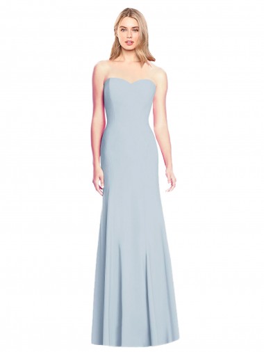Achat Bleu ciel clair Trompette Sans bretelle Crêpe Stretch Longue Robes demoiselle d'honneur / Robes de bal