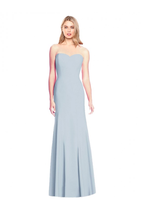 Achat Bleu ciel clair Trompette Sans bretelle Crêpe Stretch Longue Robes demoiselle d'honneur / Robes de bal