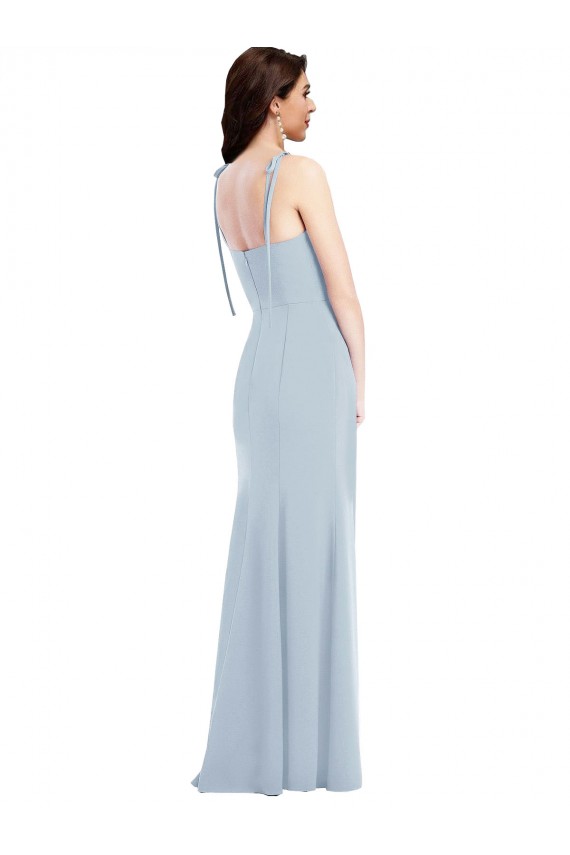 Achat Bleu ciel clair Trompette Sans bretelle Crêpe Stretch Longue Robes demoiselle d'honneur / Robes de bal