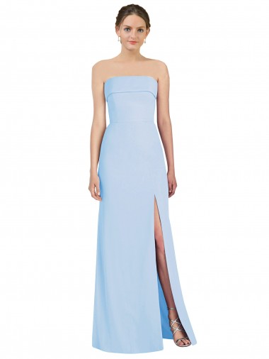 Achat Bleu ciel clair Trompette Sans bretelle Mousseline Longue Formelles Robes demoiselle d'honneur / Robes de soirée