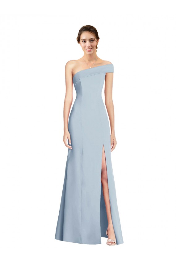 Achat Bleu ciel clair Trompette Épaule Dénudée Crêpe Stretch Longue Formelles Robes demoiselle d'honneur / Robes de soirée / Robes de bal