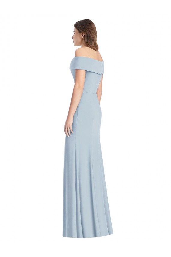 Achat Bleu ciel clair Trompette Épaule Dénudée Crêpe Stretch Longue Robes demoiselle d'honneur / Robes de bal