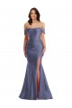 Achat Bleu français Sirène Épaule Dénudée Satiné Soyeux Longue Formelles Robes demoiselle d'honneur / Robes de soirée / Robes de bal