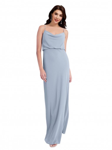 Achat Bleu fumée Fourreau Bretelles spaghetti Crêpe Stretch Longue Formelles Robes demoiselle d'honneur / Robes de soirée / Robes de bal