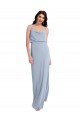 Achat Bleu fumée Fourreau Bretelles spaghetti Crêpe Stretch Longue Formelles Robes demoiselle d'honneur / Robes de soirée / Robes de bal