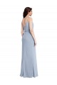 Achat Bleu fumée Fourreau Bretelles spaghetti Crêpe Stretch Longue Formelles Robes demoiselle d'honneur / Robes de soirée / Robes de bal