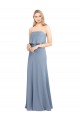 Achat Bleu fumée Fourreau Col Haut Crêpe Stretch Longue Formelles Robes demoiselle d'honneur / Robes de soirée / Robes de bal