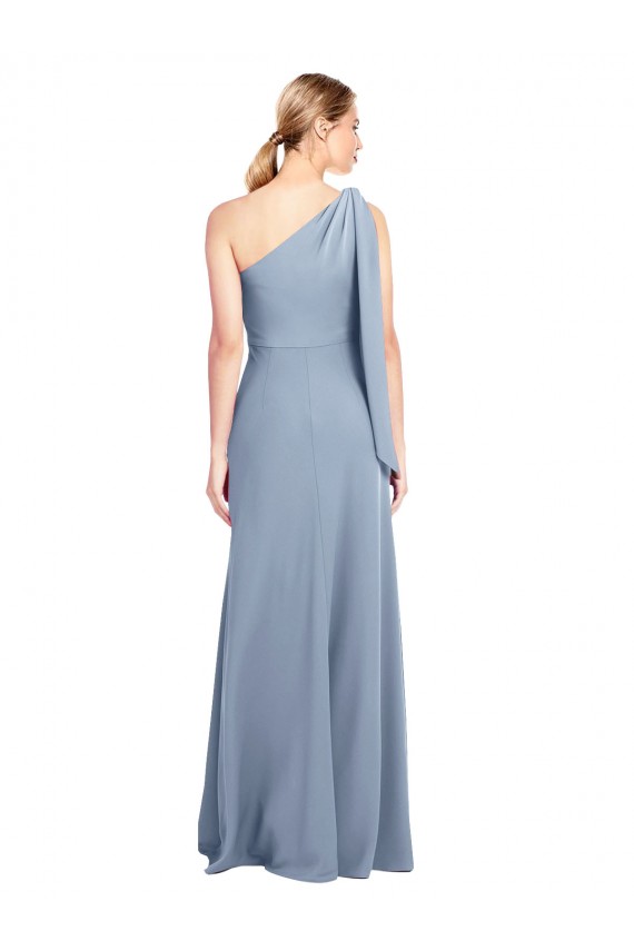 Achat Bleu fumée Fourreau Crêpe Stretch Longue Formelles Robes demoiselle d'honneur / Robes de soirée / Robes de bal