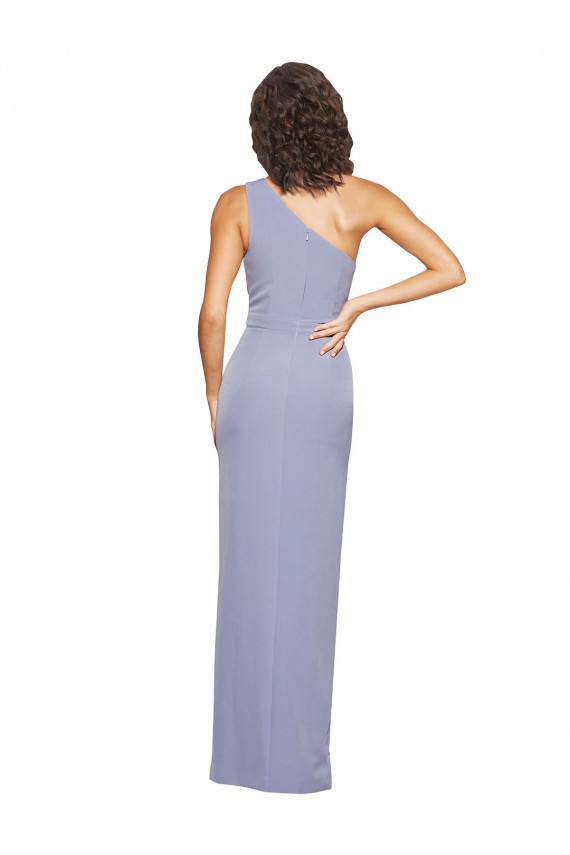 Achat Bleu fumée Fourreau Crêpe Stretch Longue Formelles Robes demoiselle d'honneur / Robes de soirée / Robes de bal