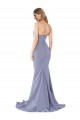 Achat Bleu fumée Sirène Sans bretelle Crêpe Stretch Longue Formelles Robes demoiselle d'honneur / Robes de soirée / Robes de bal