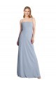 Achat Bleu fumée Trapèze Col Carré Crêpe Stretch Longue Robes demoiselle d'honneur / Robes de bal