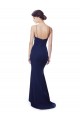 Achat Bleu marine Sirène Bretelles spaghetti Col V Crêpe Stretch Longue Formelles Robes demoiselle d'honneur / Robes de soirée / Robes de bal