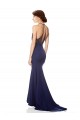 Achat Bleu marine Sirène Licou Col Haut Crêpe Stretch Longue Formelles Robes demoiselle d'honneur / Robes de soirée / Robes de bal