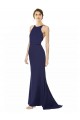 Achat Bleu marine Sirène Licou Col Haut Crêpe Stretch Longue Formelles Robes demoiselle d'honneur / Robes de soirée / Robes de bal