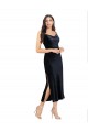 Achat Bleu marine foncé Colonne midi Velours Stretch Courte Robes demoiselle d'honneur / Robes de soirée / Robes de cocktail