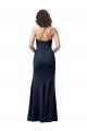 Achat Bleu marine foncé Fourreau Bretelles spaghetti Crêpe Stretch Longue Formelles Robes demoiselle d'honneur / Robes de soirée / Robes de bal