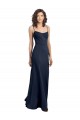 Achat Bleu marine foncé Fourreau Col Haut Bretelles spaghetti Crêpe Stretch Longue Formelles Robes demoiselle d'honneur / Robes de soirée / Robes de bal