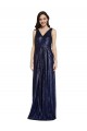 Achat Bleu marine foncé Fourreau Col V Paillette Longue Formelles Robes demoiselle d'honneur / Robes de soirée / Robes de bal