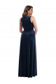 Achat Bleu marine foncé Fourreau Col V Velours Stretch Longue Formelles Robes demoiselle d'honneur / Robes de soirée / Robes de bal