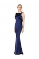 Achat Bleu marine foncé Fourreau Licou Col Haut Satiné Stretch Longue Formelles Robes demoiselle d'honneur / Robes de soirée / Robes de bal