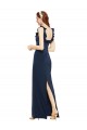 Achat Bleu marine foncé Fourreau Scoop Crêpe Stretch Longue Formelles Robes demoiselle d'honneur / Robes de soirée / Robes de bal