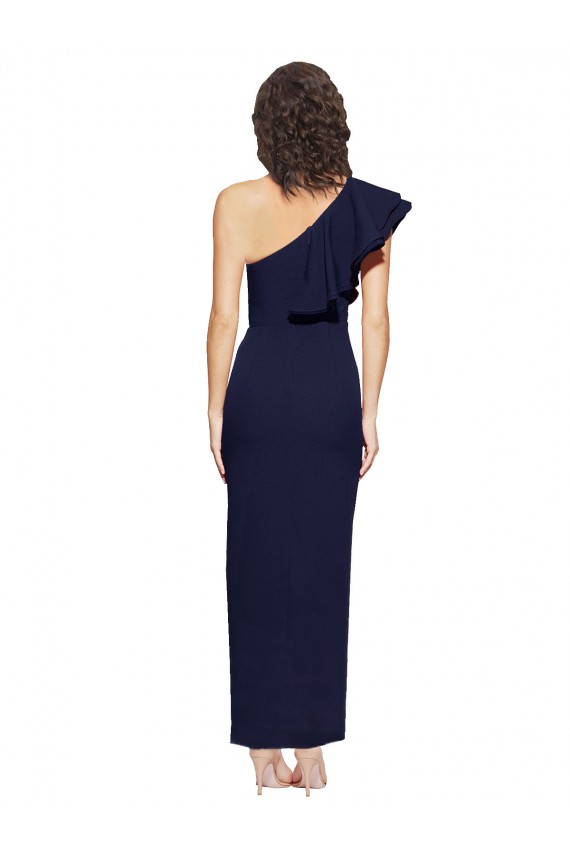 Achat Bleu marine foncé Fourreau Crêpe Stretch Longue Formelles Robes demoiselle d'honneur / Robes de soirée / Robes de bal