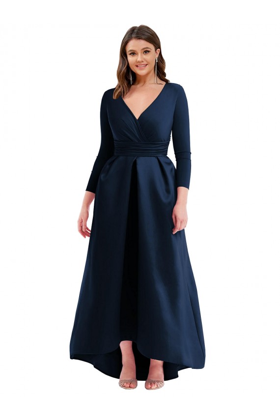 Achat Bleu marine foncé Princesse Col V Spandex Longue Asymétrique Formelles Robes demoiselle d'honneur / Robes de soirée / Robes de bal